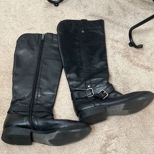 Marc Fisher high Leather boots. Zipper closure. Size 9 M with silver buckles.